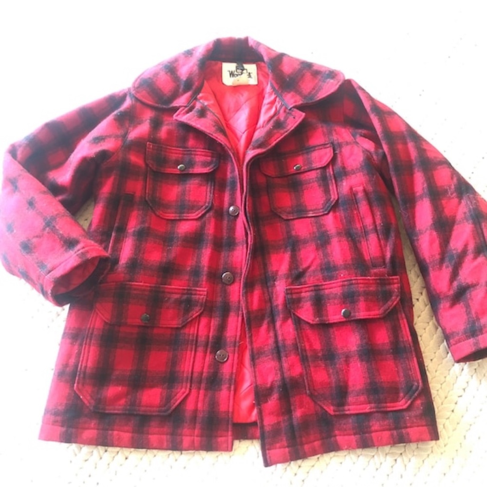 Woolrich Jacket Hunting Mackinaw Buffalo Plaid Vintage Field Coat Wool Mens 40